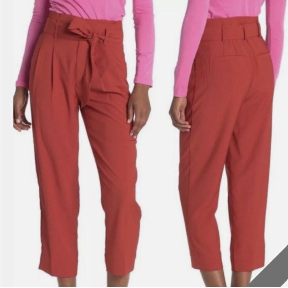 Madewell Drapey Paperbag Red Burgundy Pants Size 00